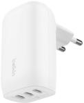 Belkin BOOSTCHARGE PRO мрежово зарядно устройство с 3 Type-C порта, 67 W, PD бързо зареждане, БЯЛО WCC002VFWH (WCC002VFWH)