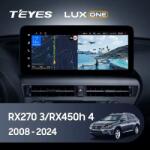  Autó navigáció Teyes Lux One 360° Lexus RX 2012-2015 6+128GB 12.3" IPS Octa-core 2Ghz, Android 4G Bluetooth 5.1 DSP - B változat