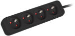 Lanberg Multipriza LANBERG de 1, 5 m, cu 4 prize de tip francez, cablu de cupru de calitate, negru