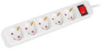 Lanberg PS1-05F-0150-W, bară de distribuție cu 5 prize Schuko de 10 A, lungime 1, 5 m, cu întrerupător, culoare albă