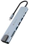 DEVIA PRO1 HUB Type-C 8-în-1, încărcător rapid PD, GRI EC706 (EC706)