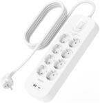 Belkin Multipriza BELKIN cu 8 prize AC + USB + Type-C, protecție împotriva supratensiunii, încărcare rapidă PD + cablu de alimentare de 200 cm, ALB SRB003CA2M (SRB003CA2M)