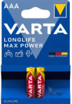 VARTA 2db Varta Longlife Max Power AAA mikro vékony ceruza elem távirányítóhoz (LR03)