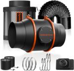 Spider Farmer 152 mm Inline ventilátor, aktívszenes szűrő és fordulatszám-szabályzó