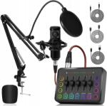  Audio keverő podcastinghoz Liluosuo BKSB-01 4 csatornás Xlr Usb mikrofon (mikser podcast XLR USB 4-kanałowy)