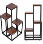 ModernHOME Virágtartó könyvespolc díszek 4 polc fém Mdf sötét dió ModernHome (PJJPS0011 DARK)