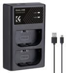 K&F Concept LPE6NH Incarcator Dual Channel pentru Camera Digitala cu Cablu de Incarcare tip C KF28.0007