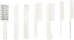 BIFULL Set 6 piepteni + 1 perie pentru par - GEA - ALB (BFPEI42872)