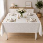 Pucioasa Fata de masa teflonata 120x160 cm, Alba cu imprimeu ornamental F8 Fata de masa