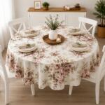 Pucioasa Fata de masa teflonata, rotunda, diametru 180 cm, Trandafiri roz Fata de masa