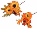 Decorer Set 2 flori Gerbera artificiale maro portocalii cm 15 H (A09.06.90)