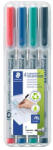 STAEDTLER Alkoholmentes marker készlet, OHP, 0, 6 mm, STAEDTLER "Lumocolor® 316 F", 4 különböző szín (316 WP4)