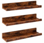 VASAGLE Set 3 rafturi suspendate VASAGLE maro rustic, cu margine inaltata (EZ-LWS037X01) Biblioteca