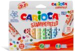 CARIOCA Set 12 markere lavabile, cu 12 stampile diverse forme, cutie carton, CARIOCA Stamperello (CA-42240)