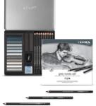 LYRA Creioane + accesorii, LYRA Rembrandt, pentru desene si schite, 25piese/cutie metalica-tonuri de gri (LR-002051251)
