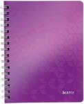 Leitz Caiet de birou LEITZ WOW, PP, FSC, reciclabil, A5, 80 coli, cu spira, matematica, mov (L-46410062)