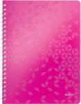 Leitz Caiet de birou LEITZ WOW, PP, FSC, reciclabil, A4, 80 coli, cu spira, dictando, roz (L-46370023)