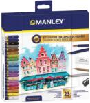 Manley Set creioane colorate-Manley, culori asortate, ascutitoare+radiera incluse, 23 culori/set (MS-MLA00023)