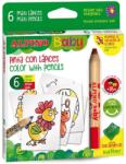 Alpino Creioane colorate, 6 culori/set, 6 carduri cu animale, pt. colorat, ALPINO Baby - Maxi (MS-AL002006) - forit