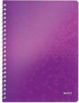 Leitz Caiet de birou LEITZ WOW, PP, FSC, reciclabil, A4, 80 coli, cu spira, dictando, mov (L-46370062)