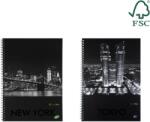 Caiete scolare import Caiet cu spirala, A4, 70 file, 70gsm, coperta carton 300gsm, design cities by night - matematica (EP-060583)
