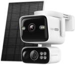 TP-LINK Kit camera supraveghere exterior wireless PT WiFi cu panou solar si lentila duala TP-Link Tapo C675D, 2 x 4K, 2.53 mm + 6 mm, IR/lumina alba 16 m, PIR, detectie AI, 10000mAh, alarma, microfon, difuzor
