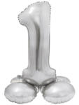 Ezüst 1-es Silver szám fólia lufi talppal 72 cm - pepita - 90 Ft