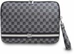 DKNY Дизайнерски кожен калъф за MacBook и преносими компютри до 16 инча - DKNY PU Leather Checkered Pattern and Stripe Laptop Sleeve (черен) (DKCS16PVSHLK)