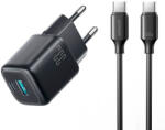JOYROOM Захранване за ел. мрежа с USB-A и USB-C изходи и технология за бързо зареждане и USB-C към USB-C кабел - Joyroom JR-TG7 Fast Wall Charger 33W With USB-C Cable (черен) (JR-TG7 C-C 1m black)