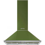 Smeg Hota decorativa SMEG Portofino KPF9OG, 275 W, A+, 781 m³/h, 3 viteze, 3 filtre, Supapa, Otel inoxidabil, LED, Verde (KPF9OG) Hota
