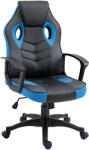 Vinsetto ergonomikus gamer szék, forgó irodai szék kerekekkel, fekete és kék PU bőr kivitelben, állítható magassággal