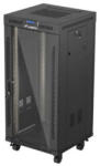 Lanberg FF01-6624-12BL 19" 24U SZÉL: 600mm MÉLY: 600mm MAG: 1320mm lapraszerelt LCD üvegajtós fekete álló rack szekrény (FF01-6624-12BL) - pepita