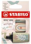 STABILO Evidențiator - STABILO BOSS MINI Naturevibes - verde pământ, verde noroi, bej