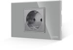 Luxion Priza Simpla LUXION cu Rama din Sticla, Standard Italian, 2/3M - culoare gri