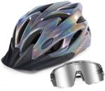 Odoland Kerékpáros Sisak és Sportszemüveg Szett, Állítható Országúti Kerékpárhelm, Lélegző MTB Hegyikerékpár Sisak, 54-61 cm, Glitter Laser,