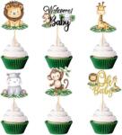 BRTNUP dzsungel állatos cupcake topper születésnapi tortadísz - 24 db