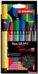 STABILO Filctoll készlet, 1-5 mm, vágott hegy, STABILO "Pen 68 MAX", 6 különböző szín (TST7680621) - nyomtassotthon