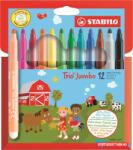 STABILO Filctoll készlet, 3 mm, STABILO "Trio Jumbo", 12 különböző szín (TST38012) - nyomtassotthon