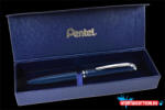 Pentel Zseléstoll, 0, 35 mm, rotációs, diplomatakék tolltest, PENTEL "EnerGel BL-2007" fekete, ajándék kék betéttel (COR_PENBL2007C)