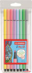 STABILO Filctoll készlet, 1 mm, STABILO "Pen 68", 8 pasztell szín (COR_TST68801)