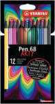 STABILO Filctoll készlet, 1 mm, STABILO "Pen 68 ARTY", 12 különböző szín (COR_TST68121)