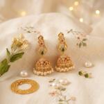  House of Posh Jhumka fülbevaló, aranyozott, rubin, smaragd