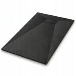 tech globe Zuhanytálca 110x80 fekete téglalap alakú vágott alacsony Smc szifon (TS-TRAY-A-110X80-BLACK)