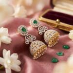  House of Posh Jhumka fülbevaló, ezüstözött, smaragd cirkónia