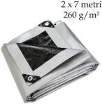  Prelata multifunctionala profesionala, 260 g/mp, 2x7 m, durabilitate ridicata (WM260.2x7.GREY-BLACK)