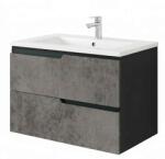 Fluminia Bari Masca lavoar baie suspendata 80x46xH51 cm, Gri inchis (urban grey) (BARI82-NM-UG-L)
