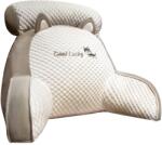 Flippy Pernă Multifuncțională pentru Pat, Flippy, cu Spătar și Suport Lombar, Tetiere și Cotiere Laterale, din Pluș, Model Pisicuță, Mărime Medie, 60x40 cm, Gri (128755)