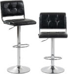 HOMCOM Set de 2 scaune de bar, înălţime reglabilă, rotativ 360°, şezut captuşit, spătar şi suport pentru picioare, negru | Aosom Romania (83A-559V00BK)