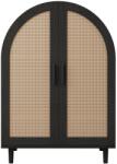 GL Store Dulap pentru pantofi cu exterior rotunjit, uși din ratan decupate și 3 rafturi, 70x40x100 cm, Culoare naturală+Negru (F-GLS-N621P291458N) Pantofar