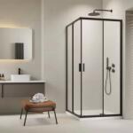 Radaway Cabina de dus patrata Radaway Alienta C cu usi culisante 80x80 cm negru mat (10238080-54-01)